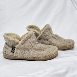 L.L.Bean Cozy Slipper Booties Beige Pile Fleece